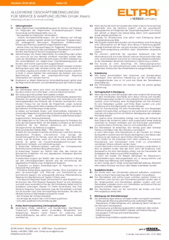 Allgemeine Geschäftsbedingungen für Service & Wartung