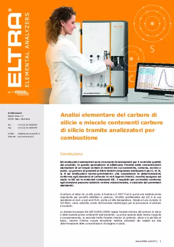 Analisi elementare del carburo di silicio e miscele contenenti carburo di silicio tramite analizzatori per combustione