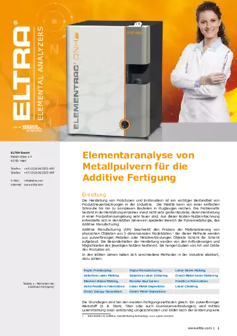 Elementaranalyse von Metallpulvern für die Additive Fertigung